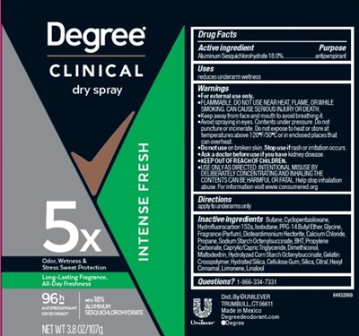 Label (Degree Clinical Dry Spray Intense Fresh 96h Antiperspirant Deodorant   Artwork)